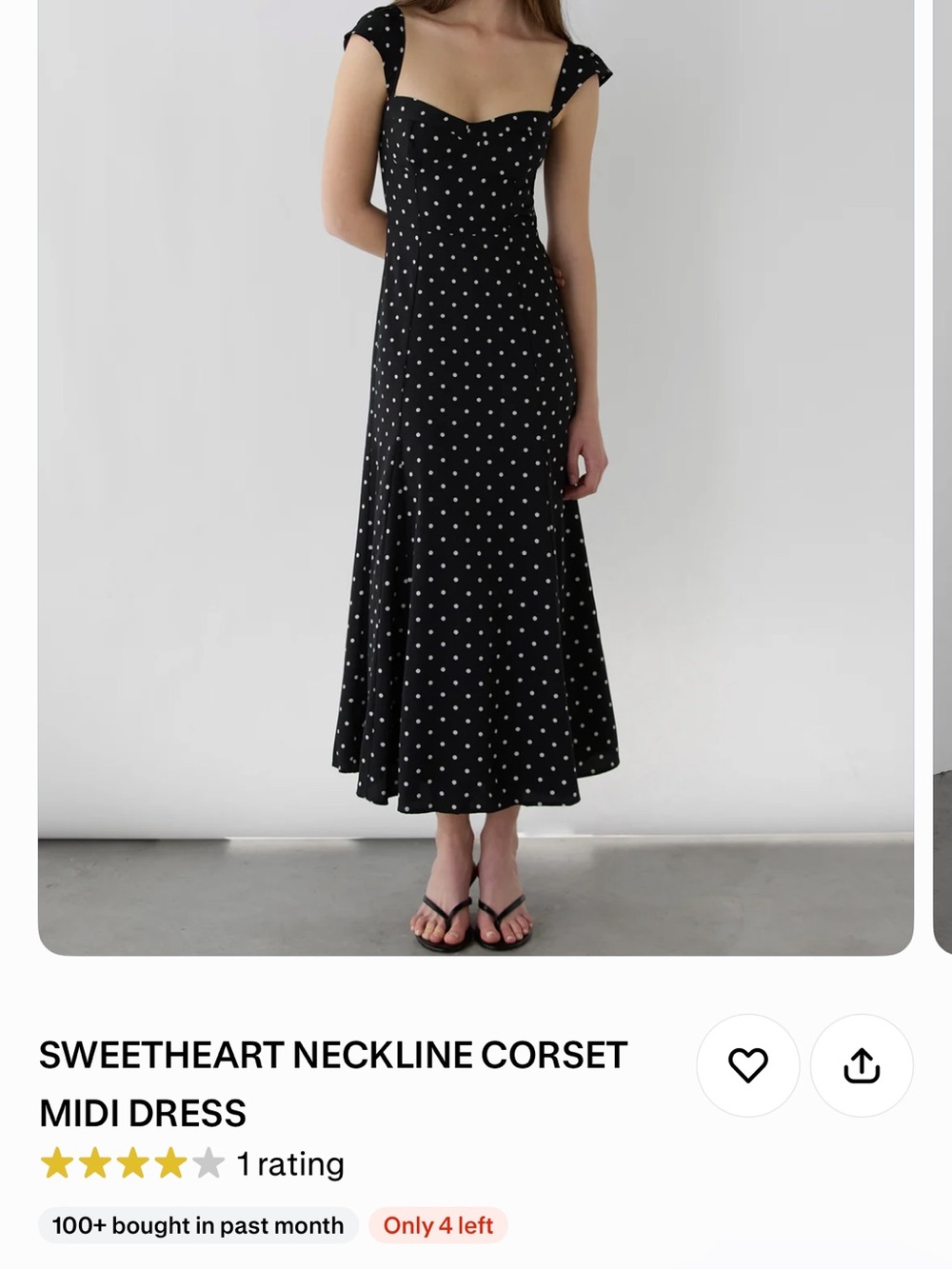 OAK + FORT Black Polka Dot Sweetheart Corset Midi